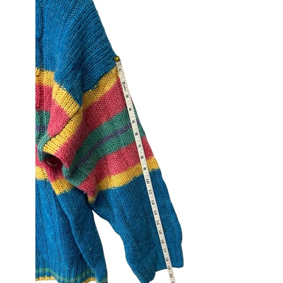 Vintage Lady De Rotchild Blue Stripe Cable Knit Collared Sweater Women's Size 42 - Picture 10 of 10